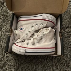 Pre owned great condition Converse all star white size 3c original box included